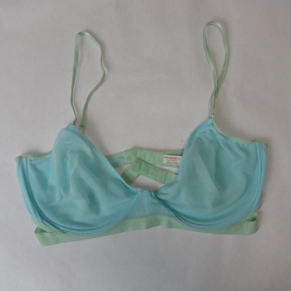 Free People Sheer Mesh Bra Blue Underwire NWOT - Picture 1 of 3